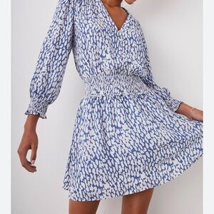 Rails Blue and White Bishop Sleeve Wrap Sundress